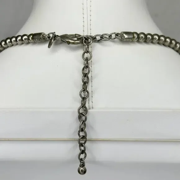 Chico's Multi Strand Seed Bead Necklace Blue Green Silver Tone Long ✨ - Picture 8 of 9